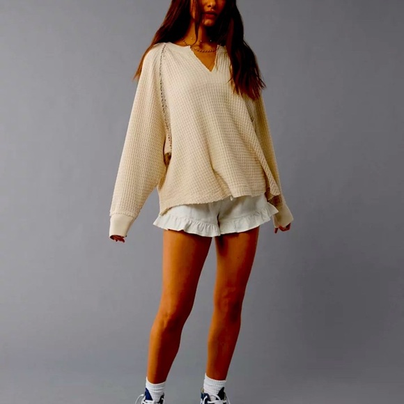 American Eagle • Big Hug Notch Neck Waffle Knit Sweater - Picture 13 of 14